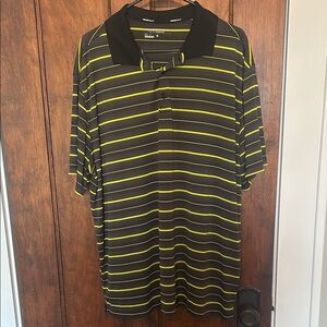 Nike Golf Men's Polo Shirt - Black and Yellow Stripes